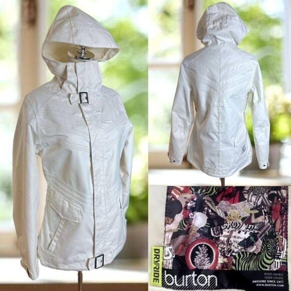 Burton DRYRIDE Women’s Snowboard Ski Jacket  White Waterproof Winter Hooded Coat